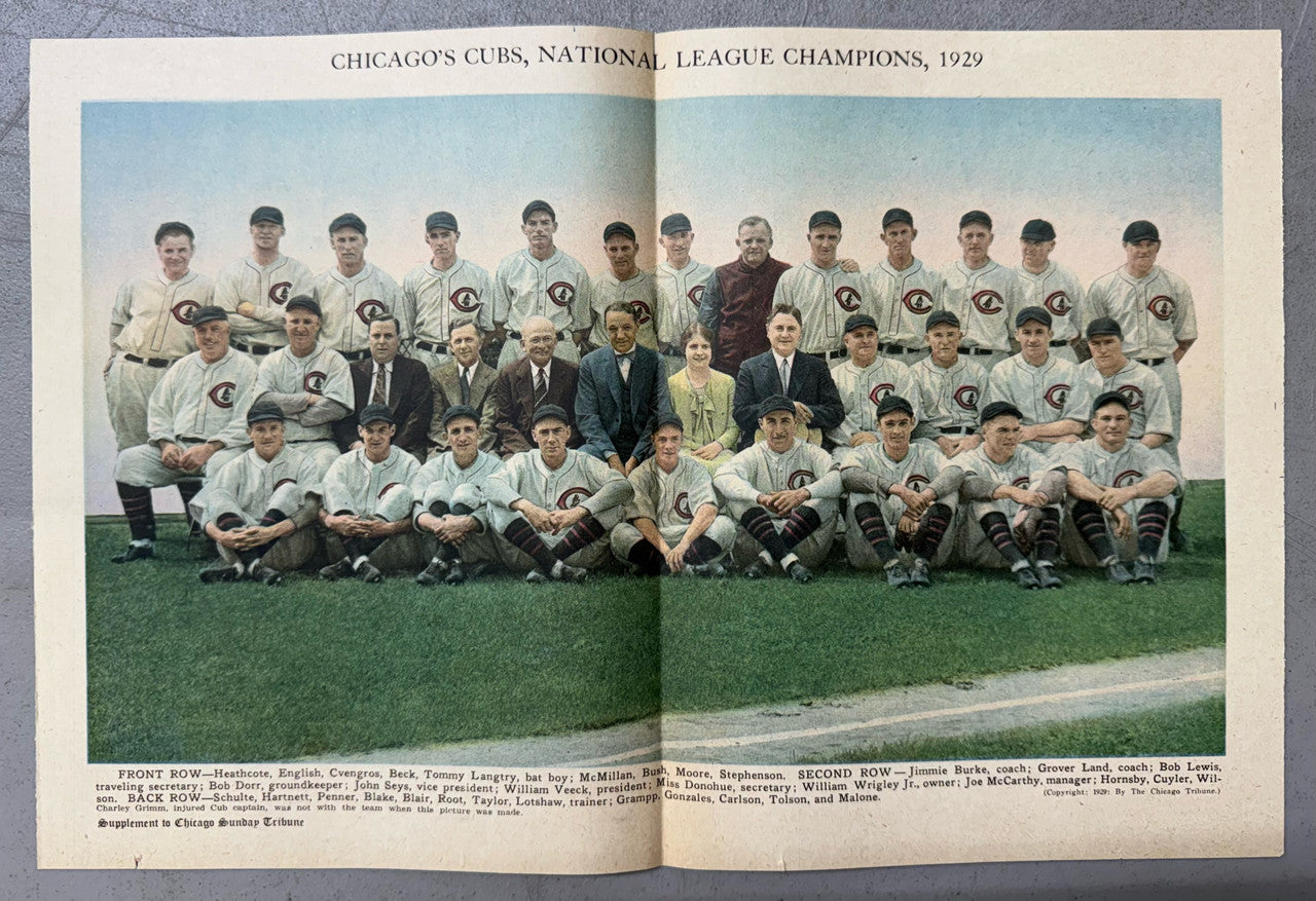 1929 Chicago Tribune Chicago Cubs Premium Supplement National League Champions