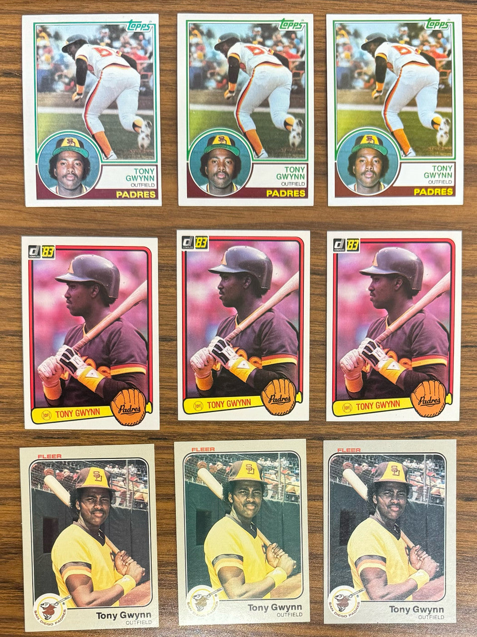 1983 Topps Fleer Donruss Tony Gwynn RC Lot of 9 NM-MT