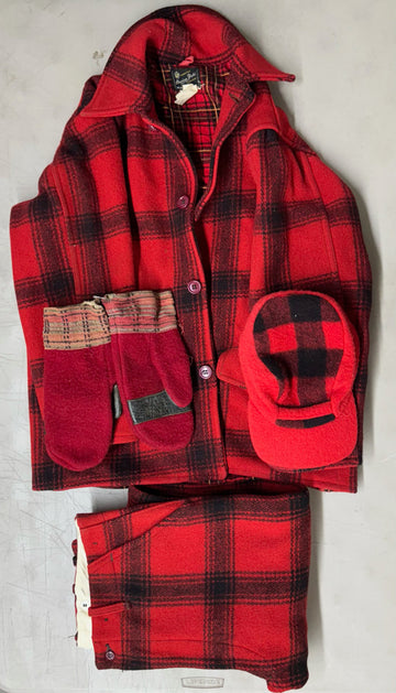 1950s-1960s Hettrick Co. American Field 4 pc Buffalo Plaid Wool Hunting Outfit