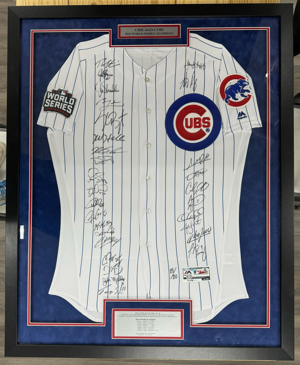 2016 Chicago Cubs Team Signed Autographed White Home Jersey Framed Fanatics ++