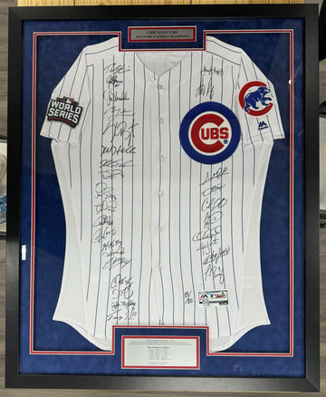 2016 Chicago Cubs Team Signed Autographed White Home Jersey Framed Fanatics ++