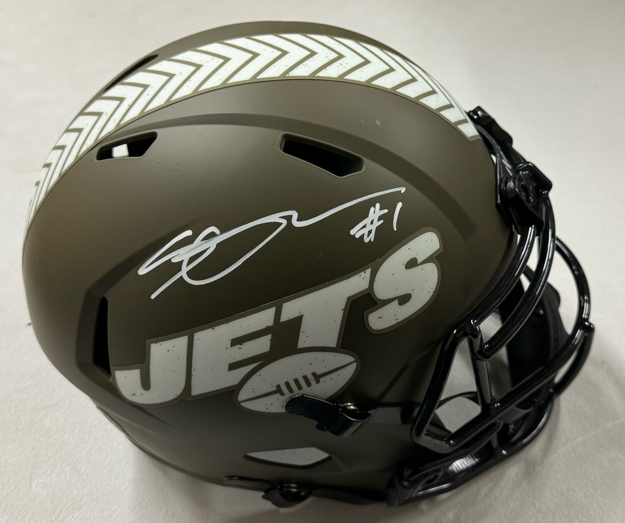 Ahmad Sauce Gardner Signed Autographed Salute to Service Full Size Helmet BAS