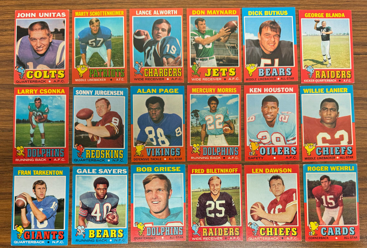 1971 Topps Football Near Complete Set (260/263) Overall EX