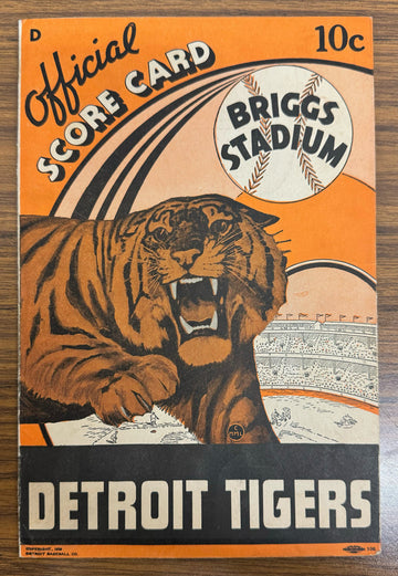 1939 Detroit Tigers vs Philadelphia Athletics Official Score Card