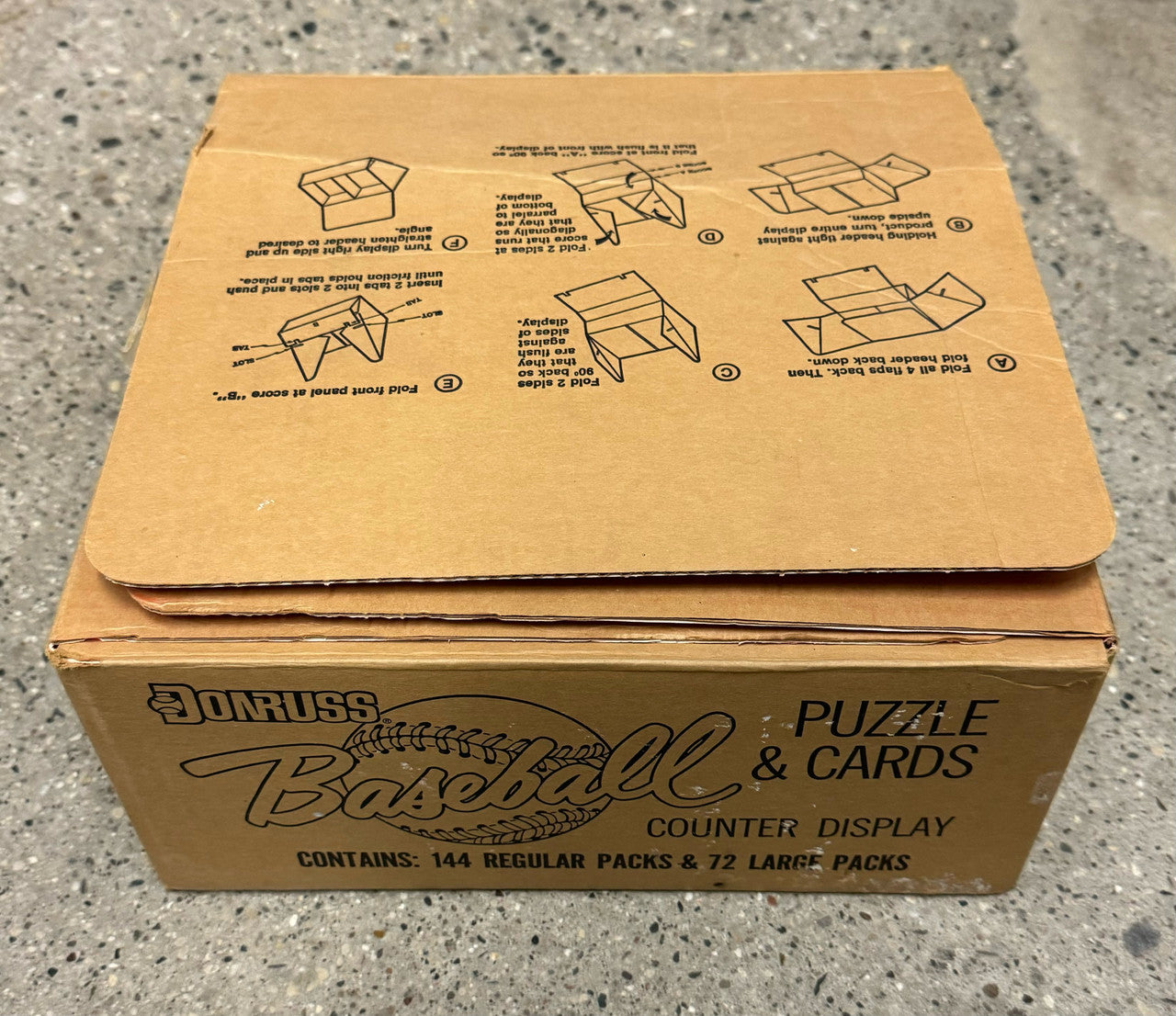 1987 Donruss Baseball Unsealed Display Case with 144 Sealed Wax Packs