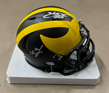 Zak Zinter Mike Sainristil Signed Autographed Michigan Mini Helmet JSA