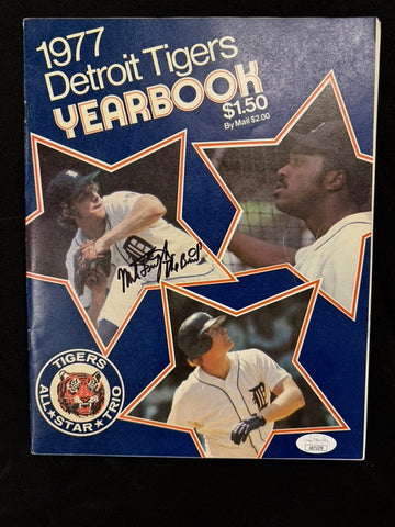 Mark Fidrych Signed Autographed Inscribed 1977 Tigers Yearbook JSA
