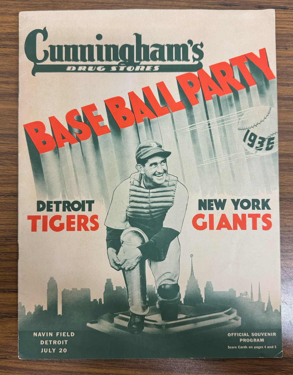 1936 Detroit Tigers vs New York Giants Cunningham's Program