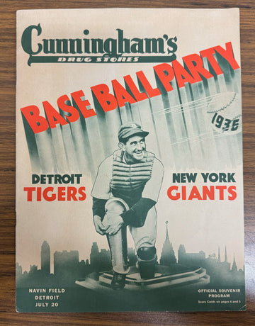 1936 Detroit Tigers vs New York Giants Cunningham's Program