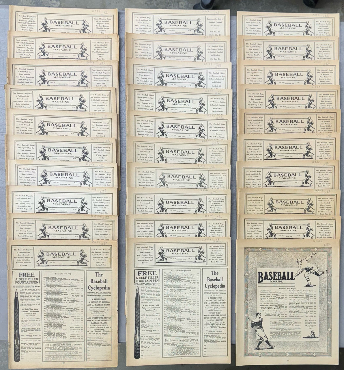 1927-1930 Baseball Magazine Lot of 30 (No Covers or Backs)