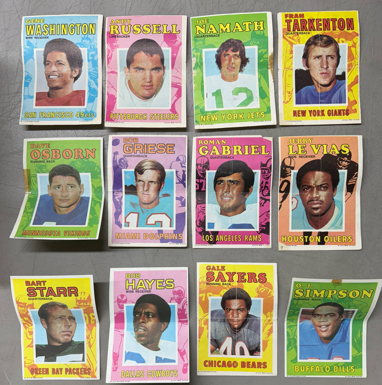 1971 Topps Football Posters Near Complete Set 29/32 Low-Mid Grade