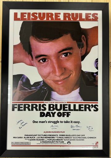 Ferris Bueller Signed Autographed Movie Poster #1 Framed (4 Autos) PSA/DNA LOA