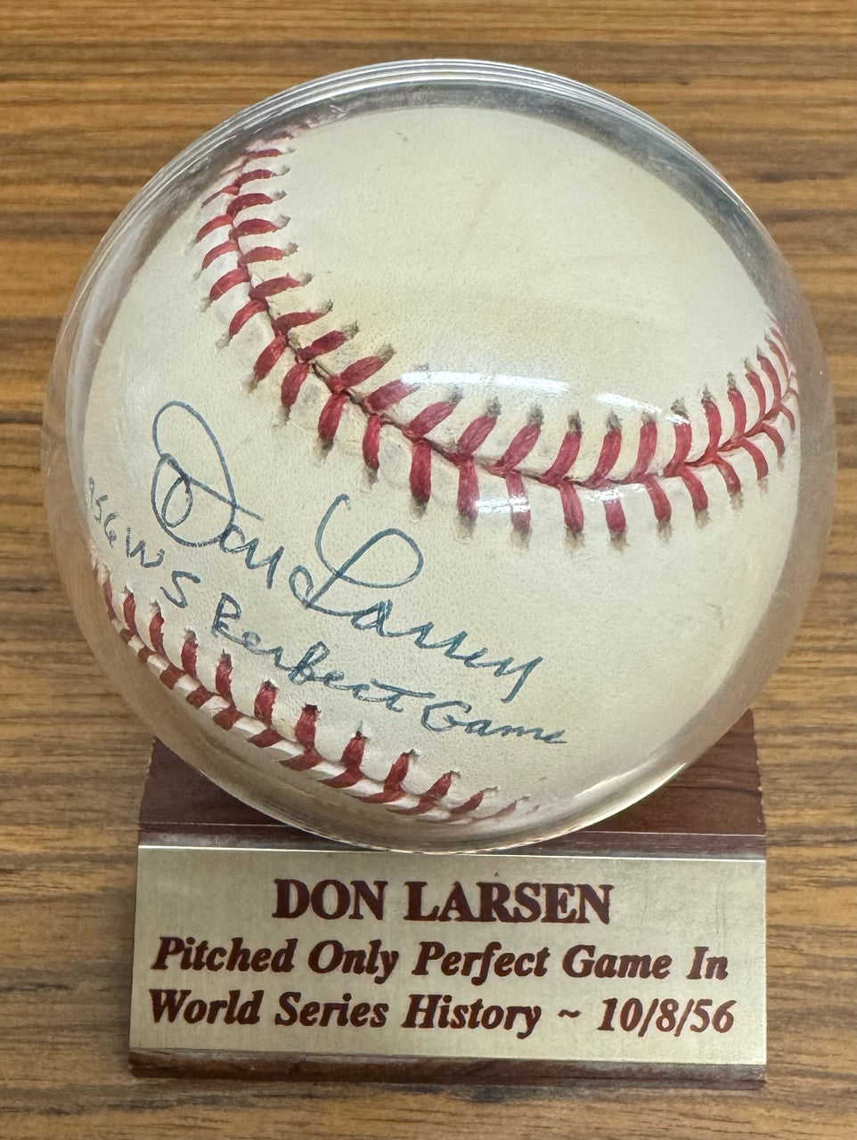 Don Larsen Signed Autographed Rawlings OAL Baseball Perfect Game Inscription JSA