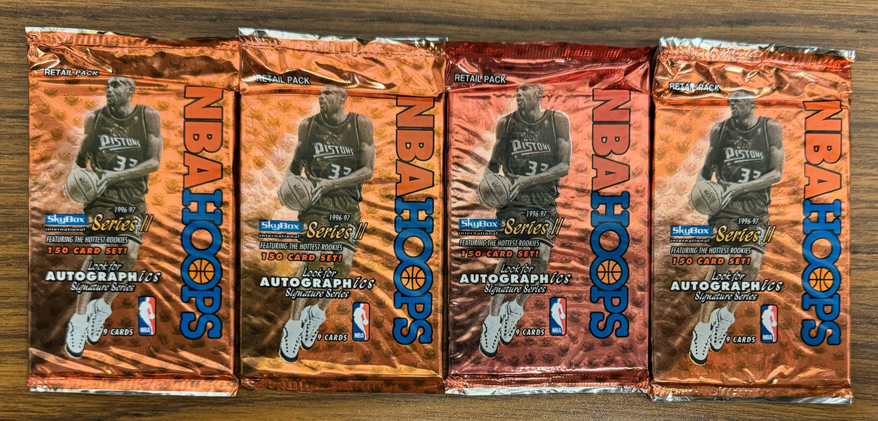 1996-97 NBA Hoops Basketball Series 2 Sealed Retail Pack Lot of 4