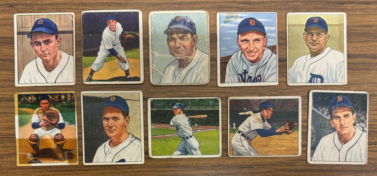 1950 Bowman Detroit Tigers Team Set (19) Low Grade