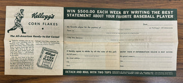 1938 Kellogg's All-American Baseball Poll Official Entry Ballot