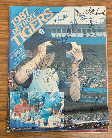1987 Detroit Tigers Signed Autographed Scorebook Program Trammell Sparky ++++