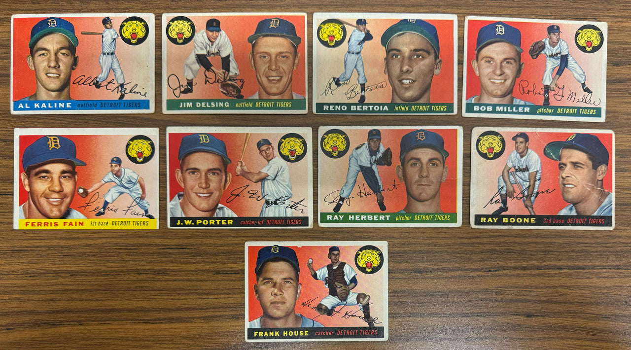 1955 Topps Detroit Tigers Team Set (9) Kaline VG Overall