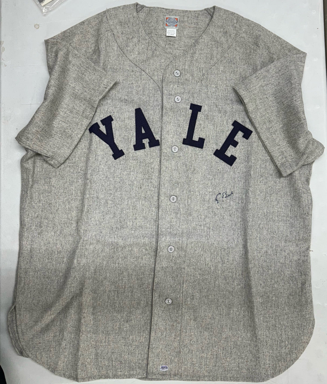 George H. W. Bush Signed Autographed Ebbets Field Yale Jersey w/ COA