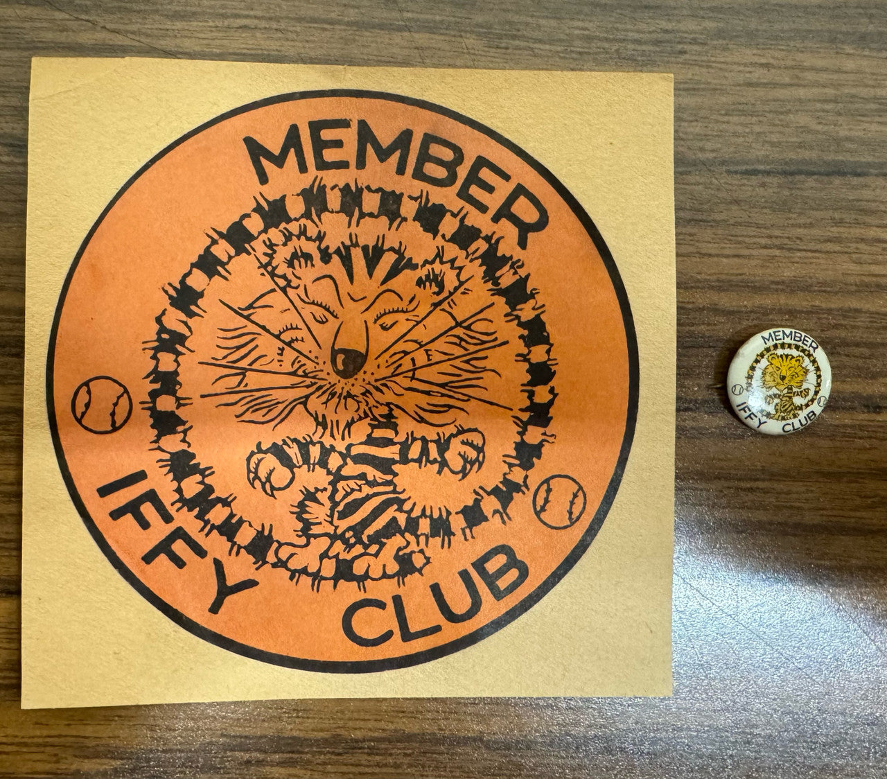 Vintage Detroit Tigers Iffy the Dopester Decal and Member Pin