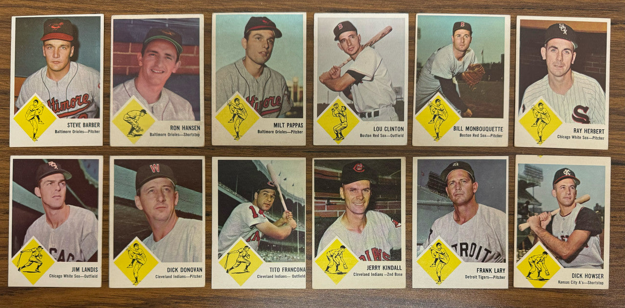 1963 Fleer Baseball Near Complete Set 65/66 VG-EX