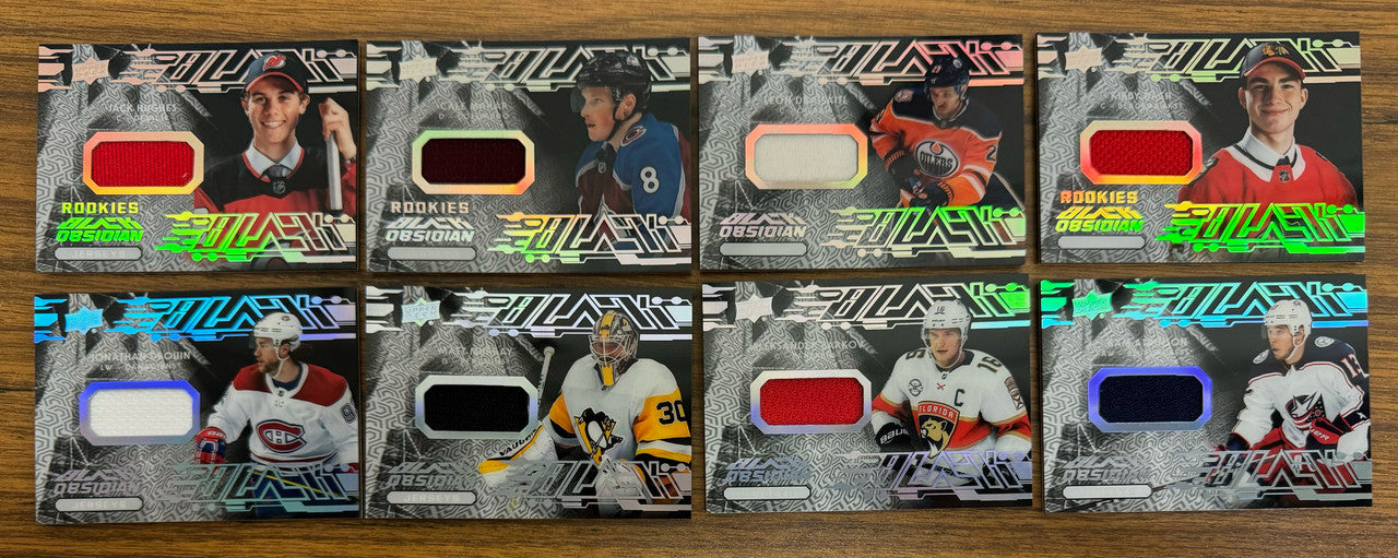 2019-20 SPX Black Obsidian Jerseys Set w/ Rookies (32) McDavid Hughes Makar