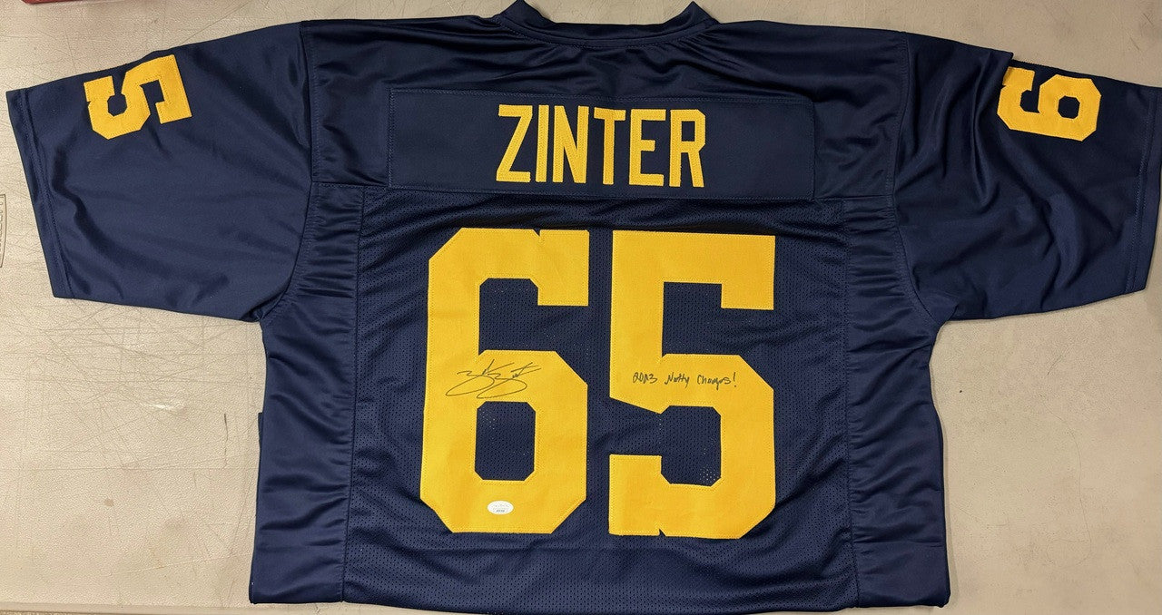Zak Zinter Signed Autographed Custom Michigan Jersey Inscribed JSA