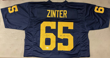 Zak Zinter Signed Autographed Custom Michigan Jersey Inscribed JSA
