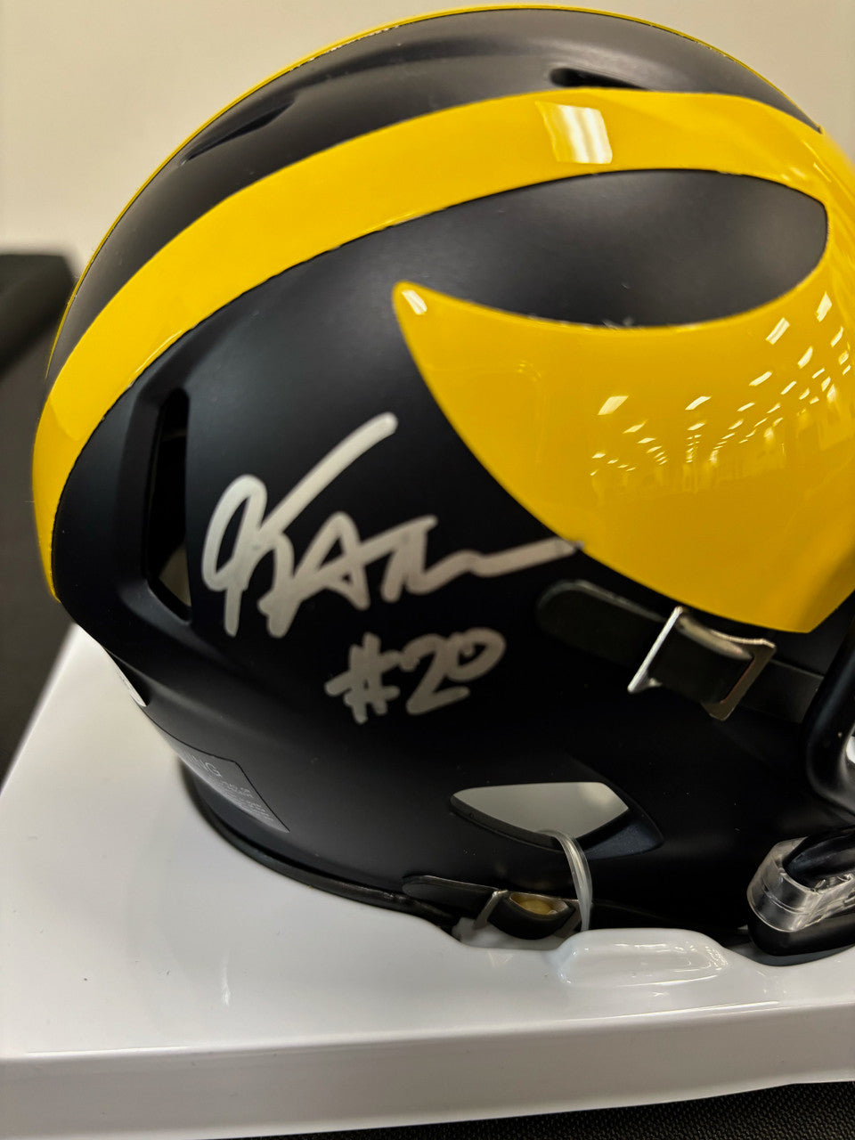 Kalel Mullings Signed Autographed Michigan Mini Helmet JSA