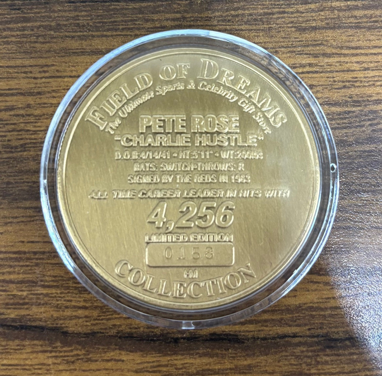 Field of Dreams Pete Rose Bronze Coin Hit King 4256