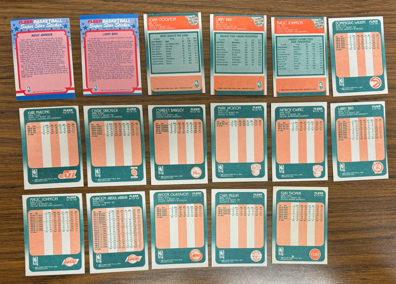 1988-89 Fleer Basketball Near Complete Set 140/143 Missing MJ AS & Sticker NM