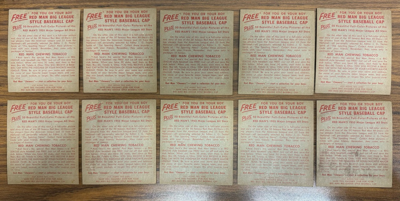 1955 Red Man Baseball Near Complete Set (47/50) w/ Tabs Low Grade