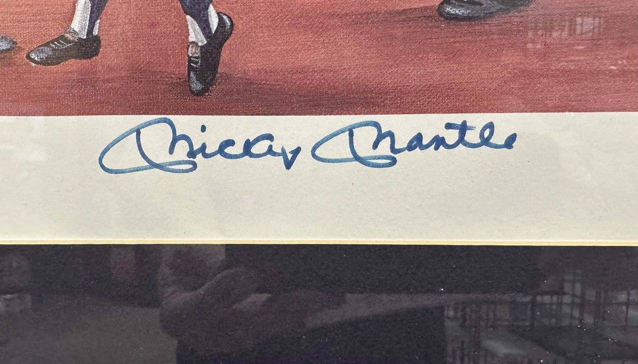 Mickey Mantle Signed Autographed Lithograph Framed JSA