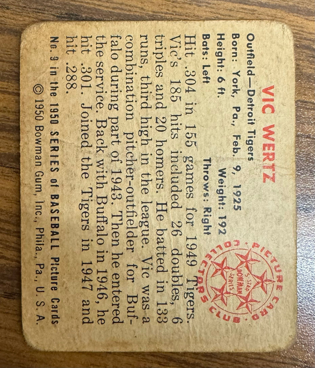 1950 Bowman Detroit Tigers Team Set (19) Low Grade