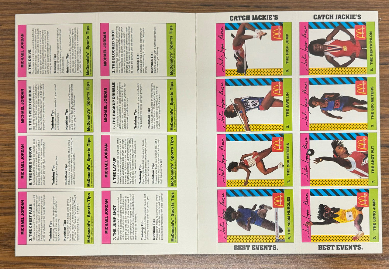 1990 McDonald's Michael Jordan Jackie Joyner-Kersee Complete Uncut Sheet Panel