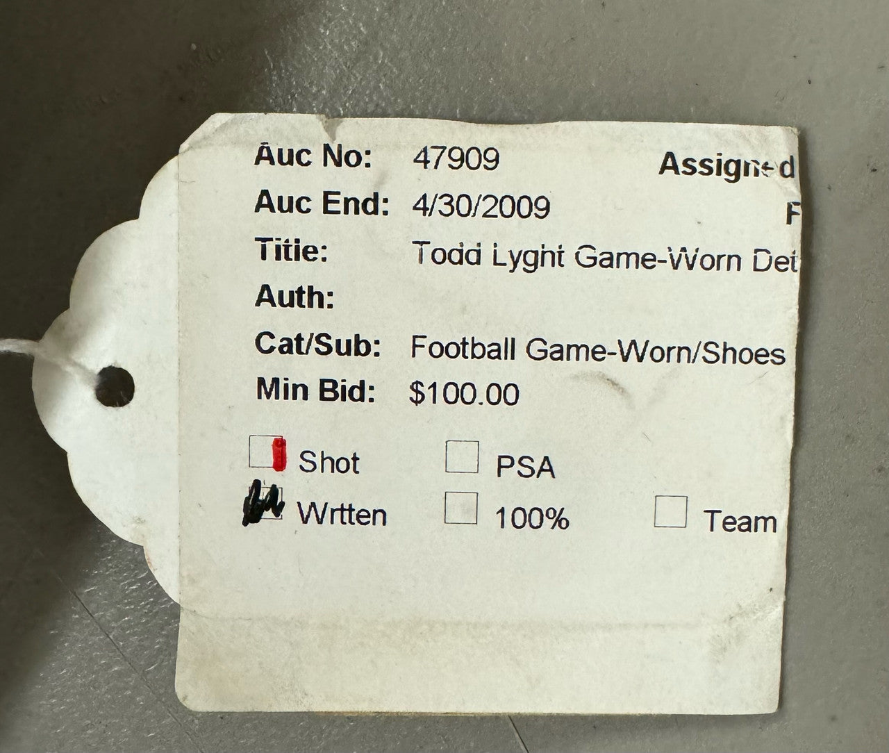Todd Lyght Game Used Football Cleats St. Louis Rams Detroit Lions