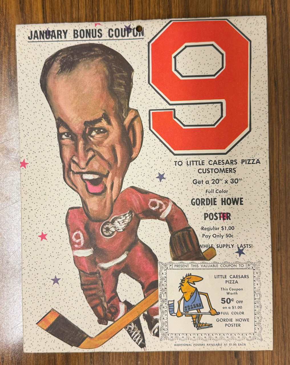 1970 Little Caesars Tasco Sports Calendar Tigers Lions Red Wings