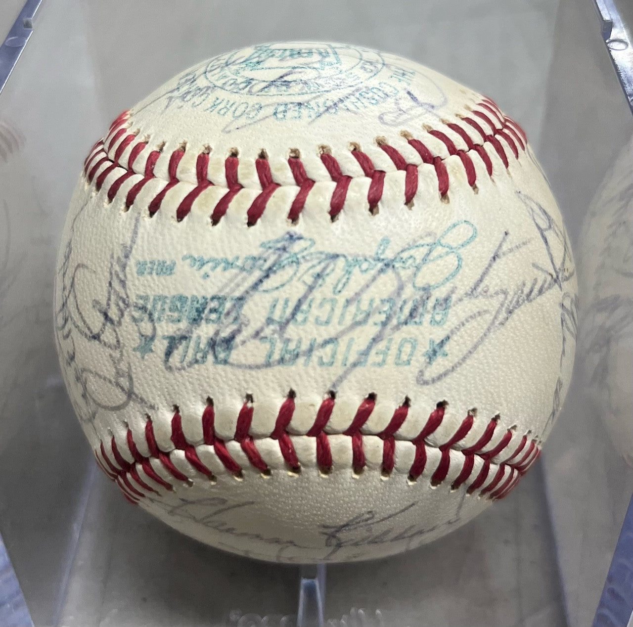 1968 American League All Star Team Signed OAL Baseball Mickey Mantle JSA