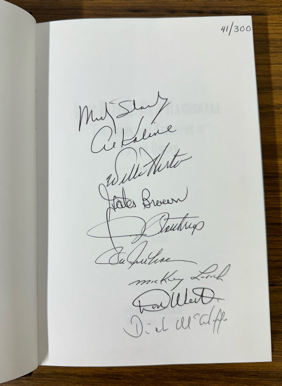 John E. Fetzer Autographed Index Card JSA + On a Handshake Book Signed by Tigers