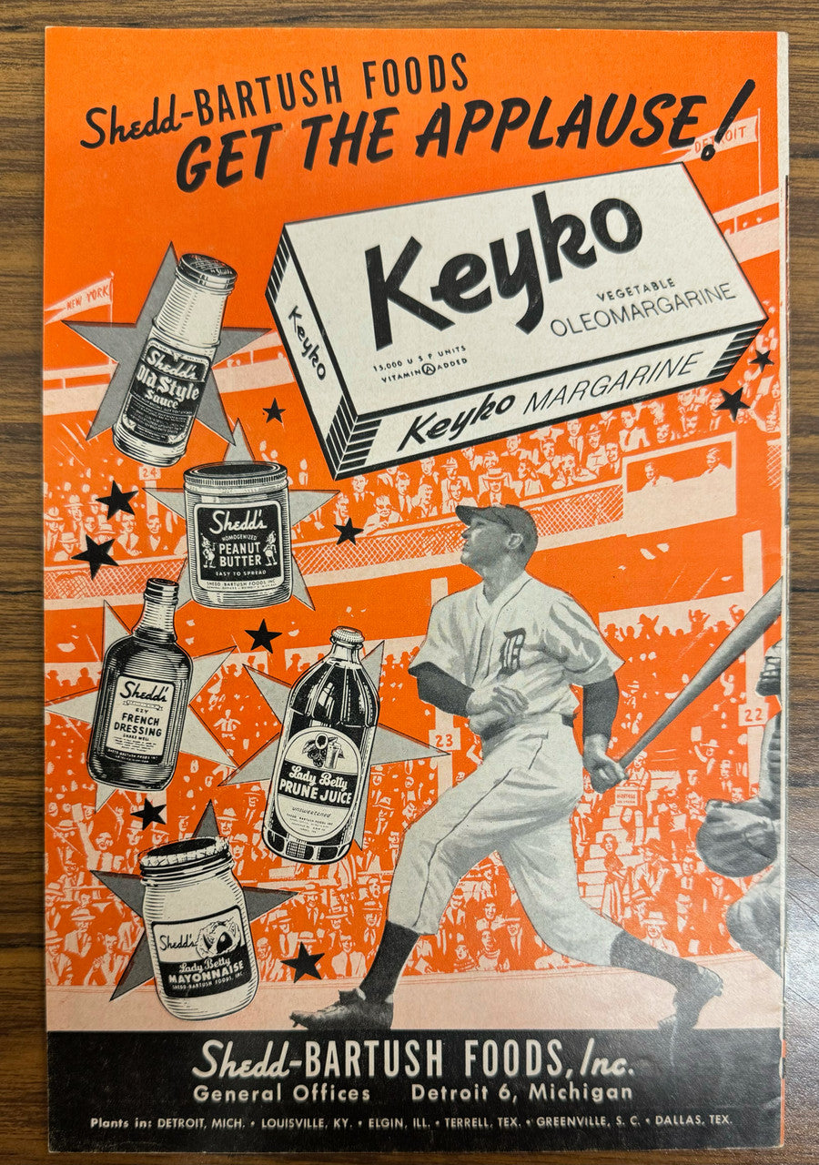 1950 Detroit Tigers Detroit Tigers vs Philadelphia Athletics Score Book