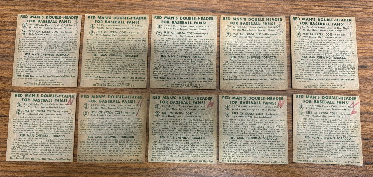 1952 Red Man Baseball Near Complete Set 47/52 incl. 5 w/ Tabs Low Grade