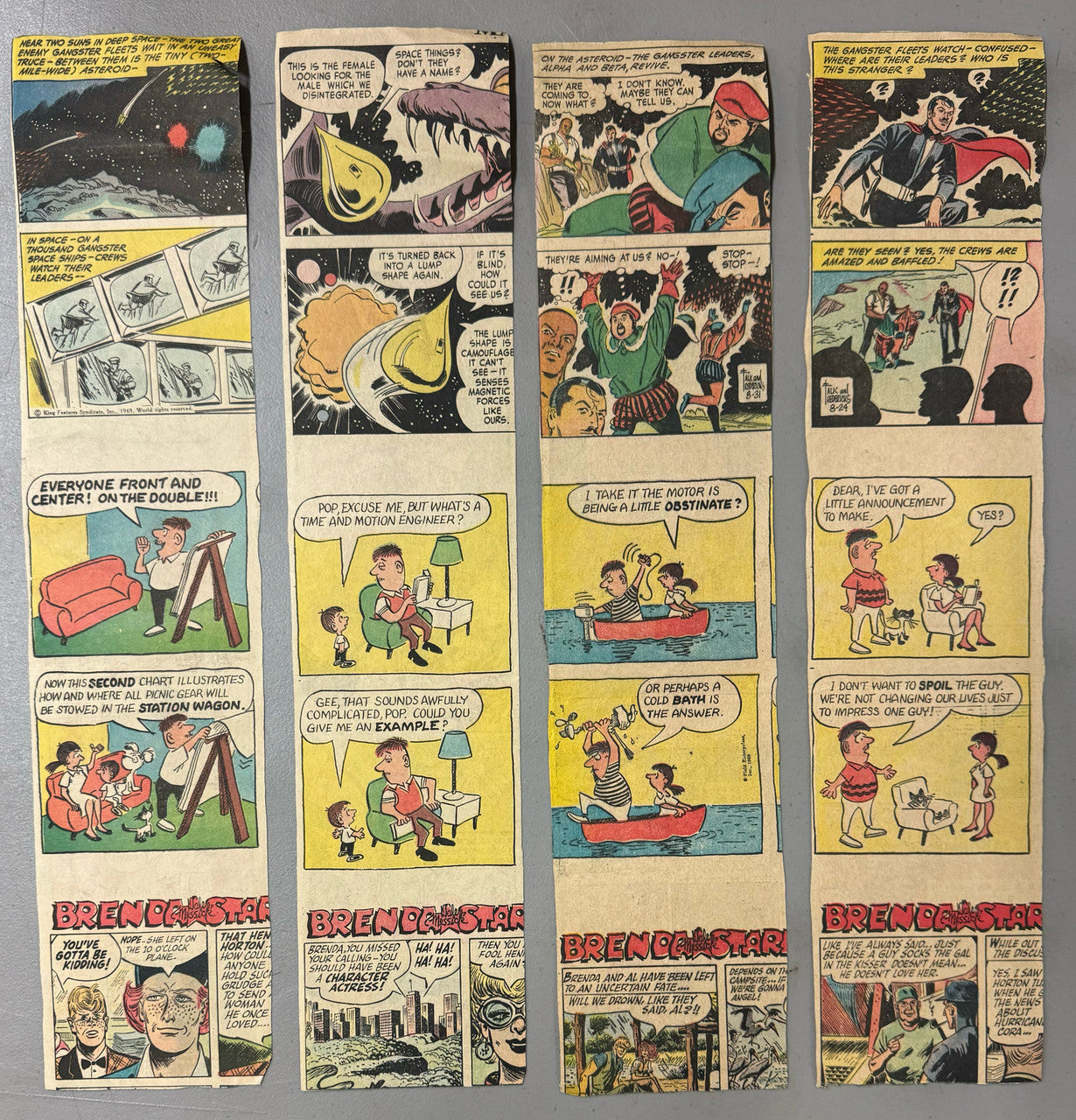1968 Detroit Tigers Newspaper Strip-Poster 16.5x3.5 Lot of 7 Rare