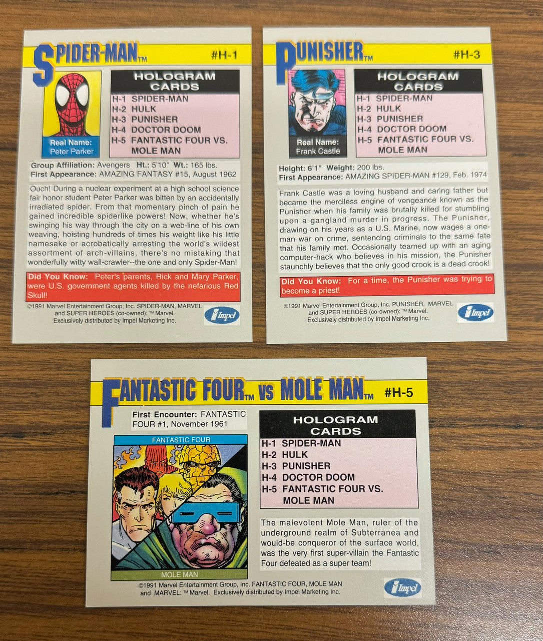 1991 Impel Marvel Universe Series 2 Lot of 3 Holograms