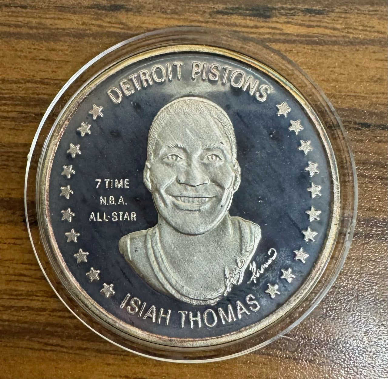 Isiah Thomas World Champions Commemorative Coin 1 Troy Ounce Silver in Case