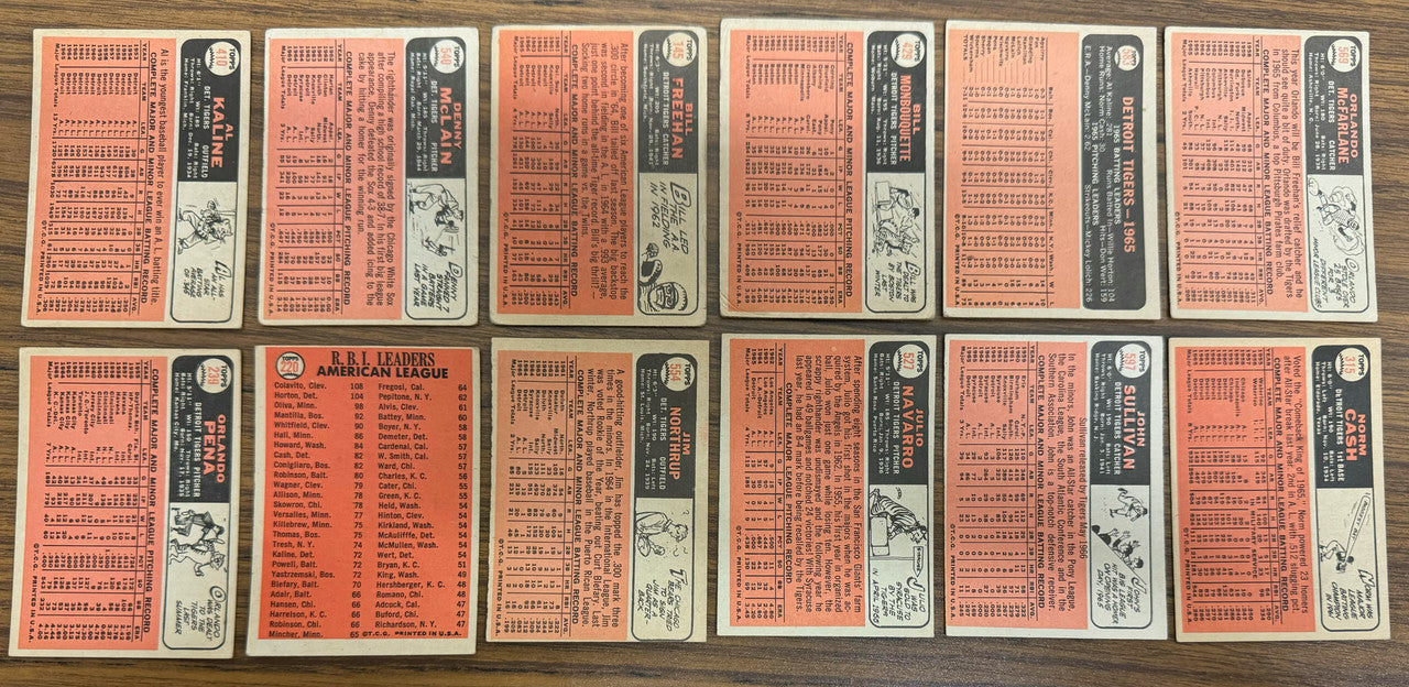 1966 Topps Detroit Tigers Team Set (33) Kaline McLain VG-EX
