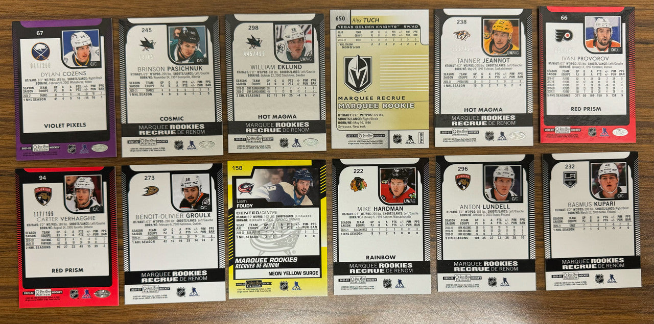 2020-21 & 2021-22 O-Pee-Chee Platinum Marquee Rookies Lot of 24 w/ #'d Eklund ++