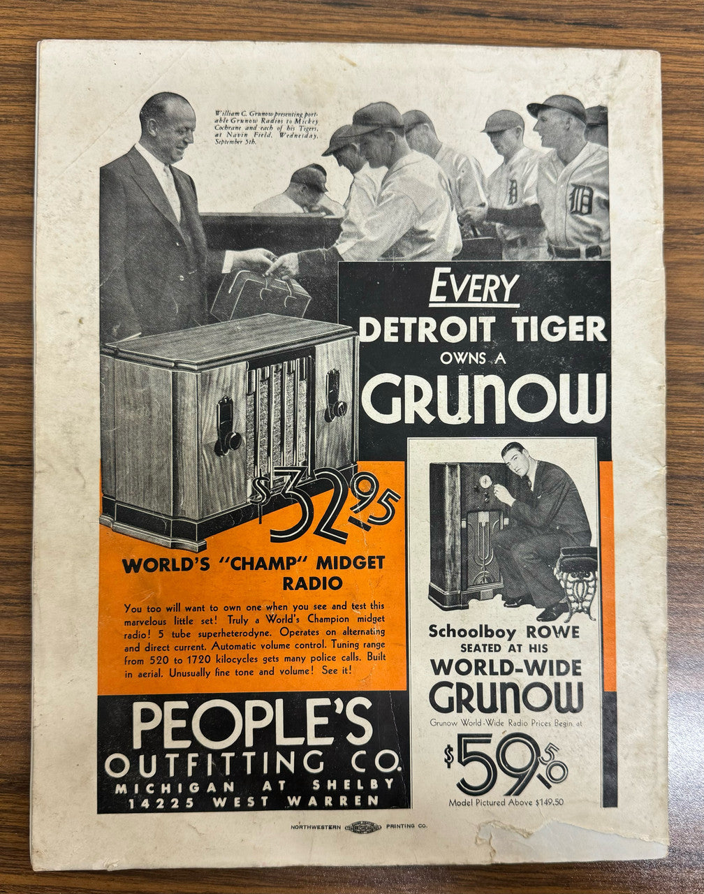 1934 Detroit Tigers vs St. Louis Cardinals World Series Official Program