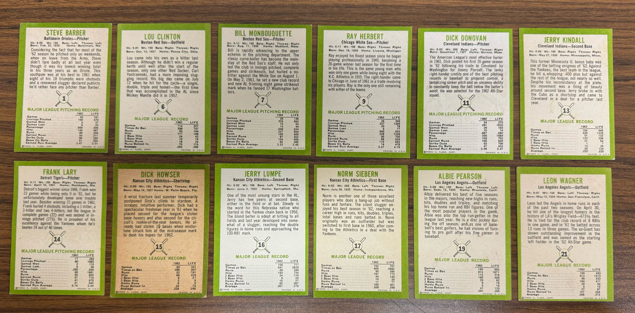 1963 Fleer Baseball Near Complete Set 52/66 VG-EX