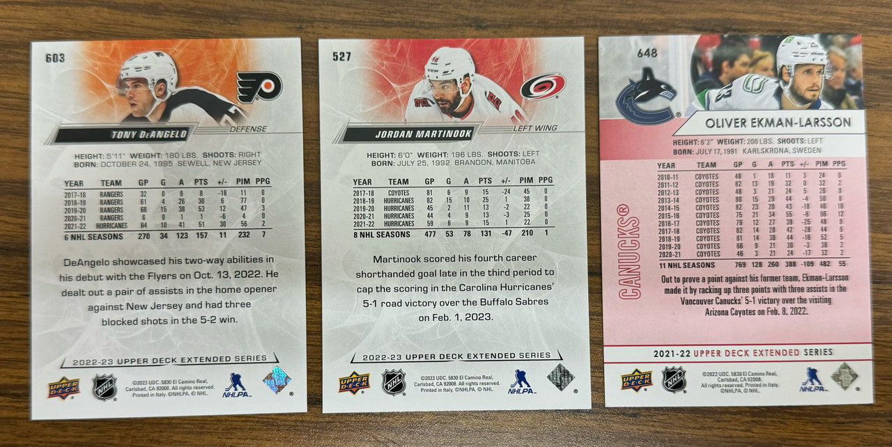 2021-22 & 2022-23 Upper Deck Extended Exclusives /100 Lot of 3