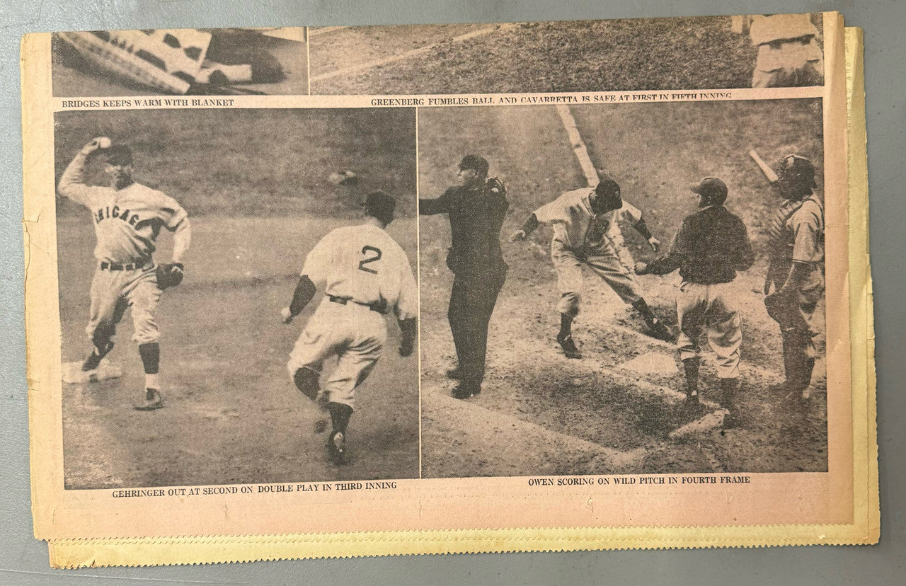 October 1935 Detroit Tigers World Series Detroit Times Newspaper Sports Section